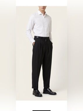 VTG Matinique Party Black Pleated Tapered Cuffed Dress Pants -‎ 32x25 High Rise